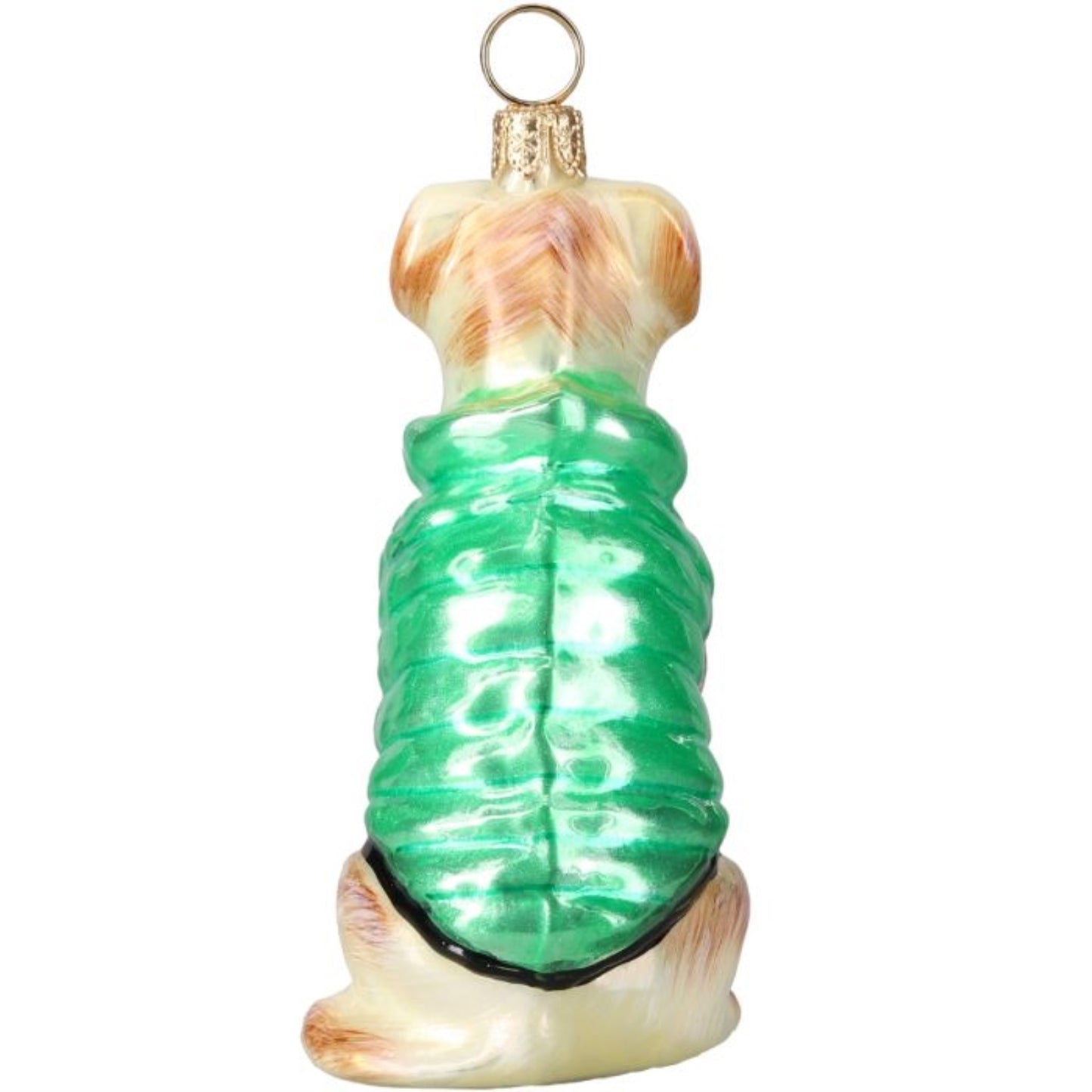 Joy to the World Yellow Lab in Puffer Coat Polish Glass Ornament