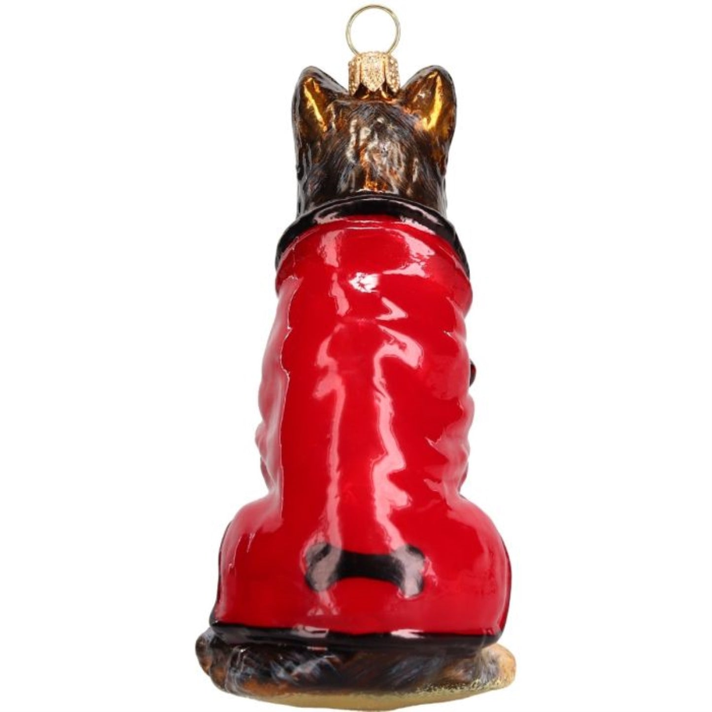Joy to the World German Shepherd in Red and Black Jacket Polish Glass Ornament
