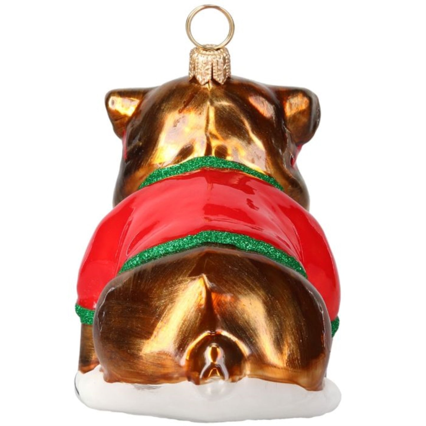 Joy to the World Bulldog wearing Sun's Out Tongue's Out Shirt Polish Glass Ornament