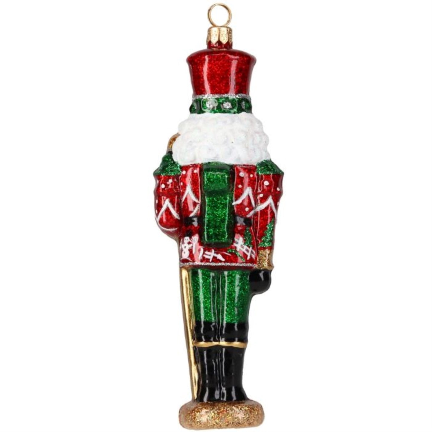 Joy to the World Glitterazzi Metallics Red and Green Nutcracker Polish Glass Ornament 6 Inch