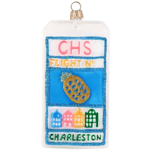 Joy to the World Charleston South Carolina Luggage Tag Polish Glass Ornament