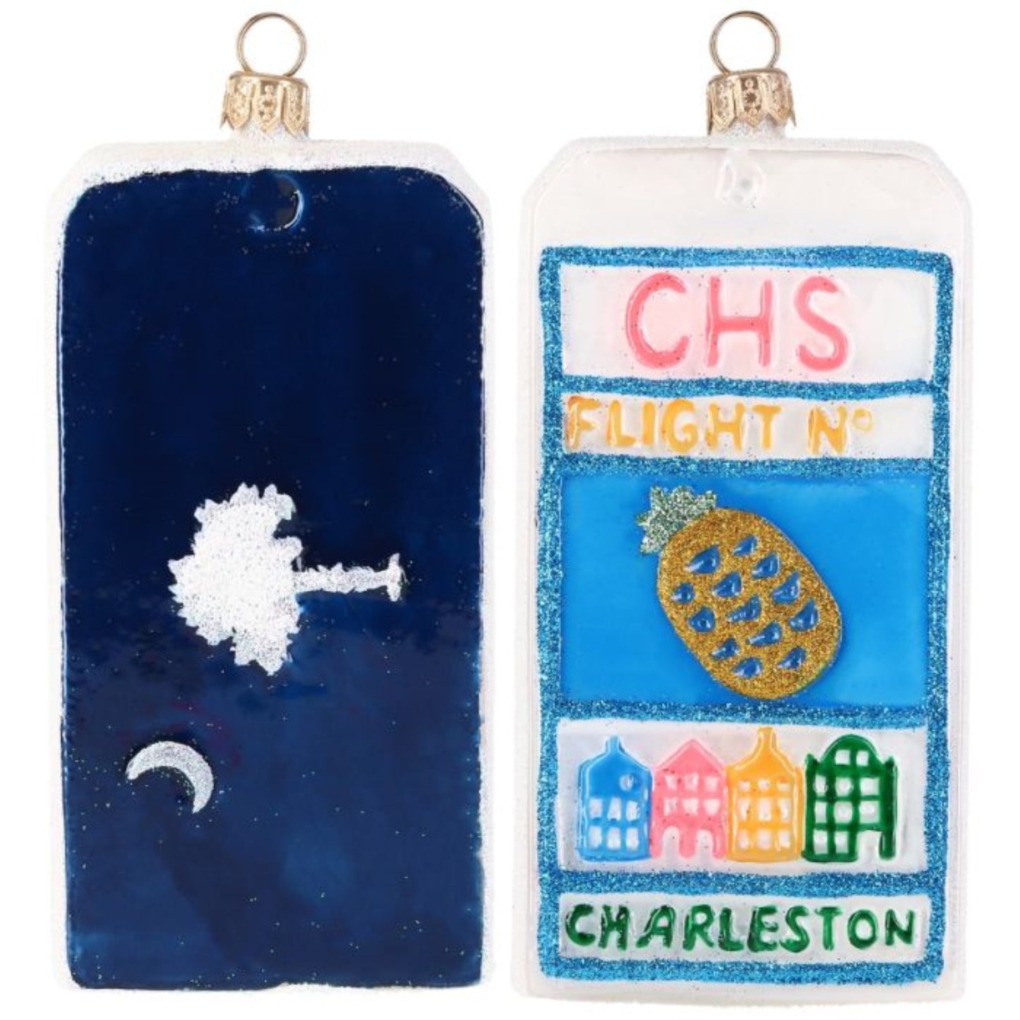 Joy to the World Charleston South Carolina Luggage Tag Polish Glass Ornament