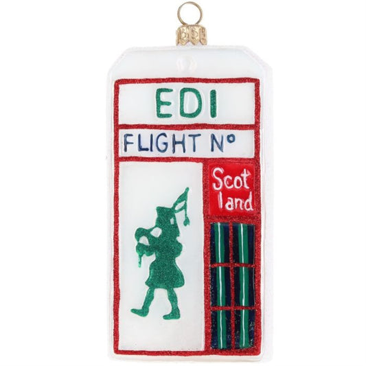 Joy to the World Edinburgh Scotland Luggage Tag Polish Glass Ornament