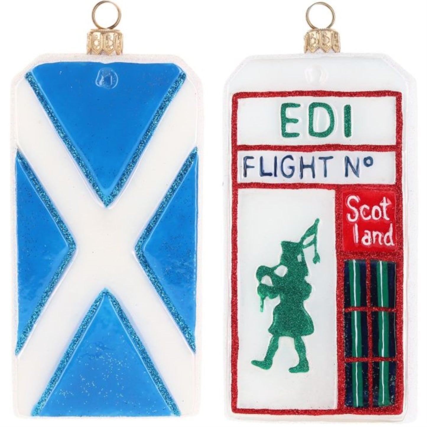 Joy to the World Edinburgh Scotland Luggage Tag Polish Glass Ornament