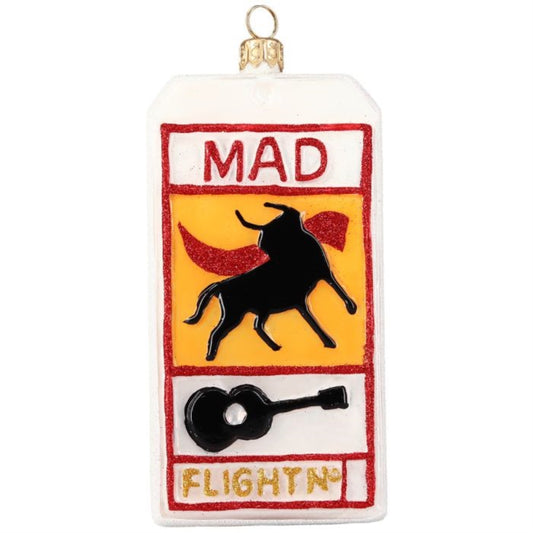 Joy to the World Madrid Spain Luggage Tag Polish Glass Ornament