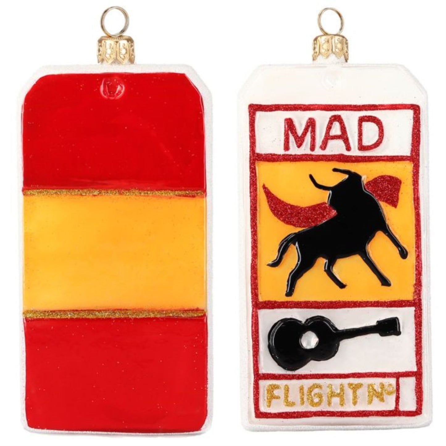 Joy to the World Madrid Spain Luggage Tag Polish Glass Ornament