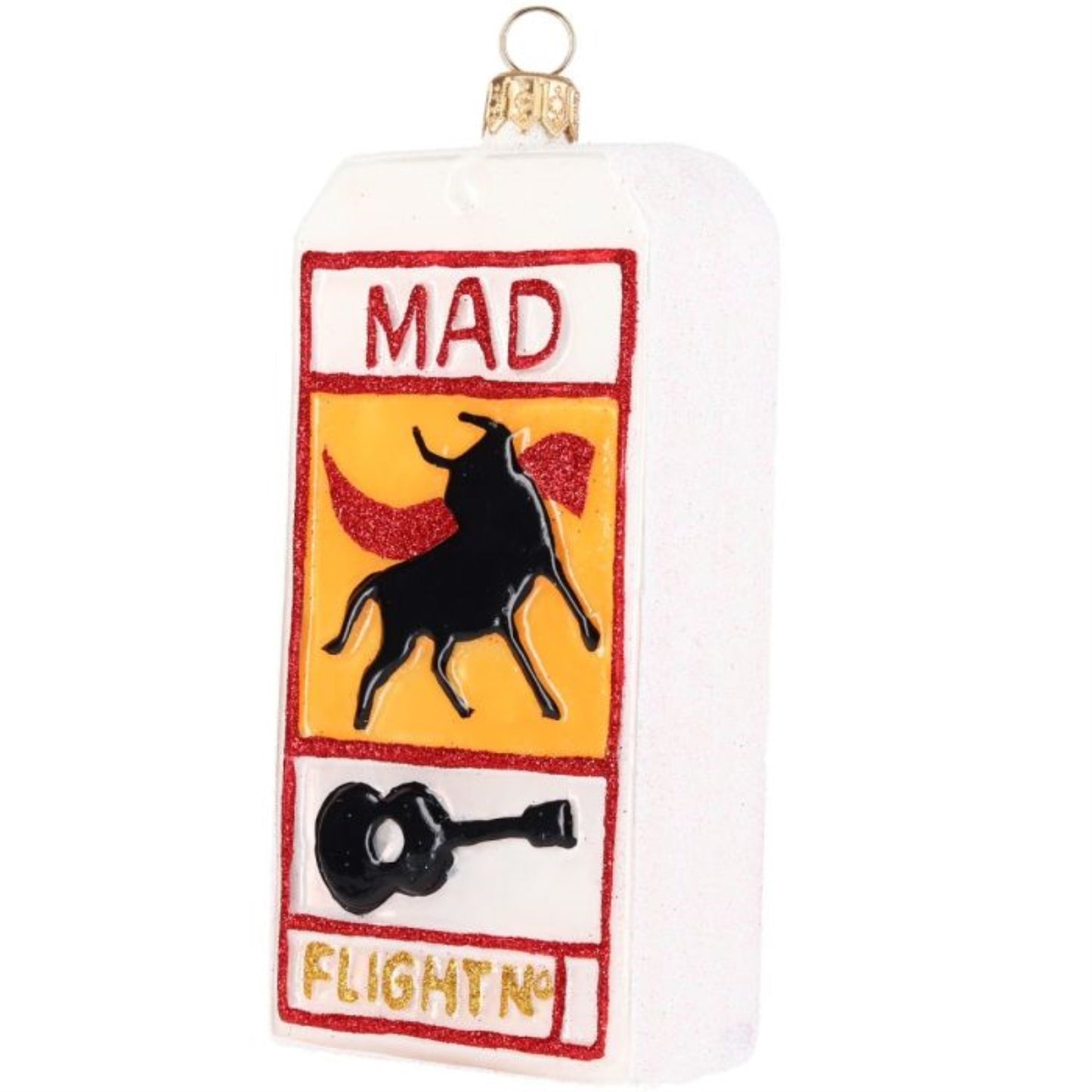Joy to the World Madrid Spain Luggage Tag Polish Glass Ornament