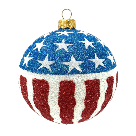 Stars & Stripes Ball Ornament Polish Glass High Design Collection by Thomas Glenn
