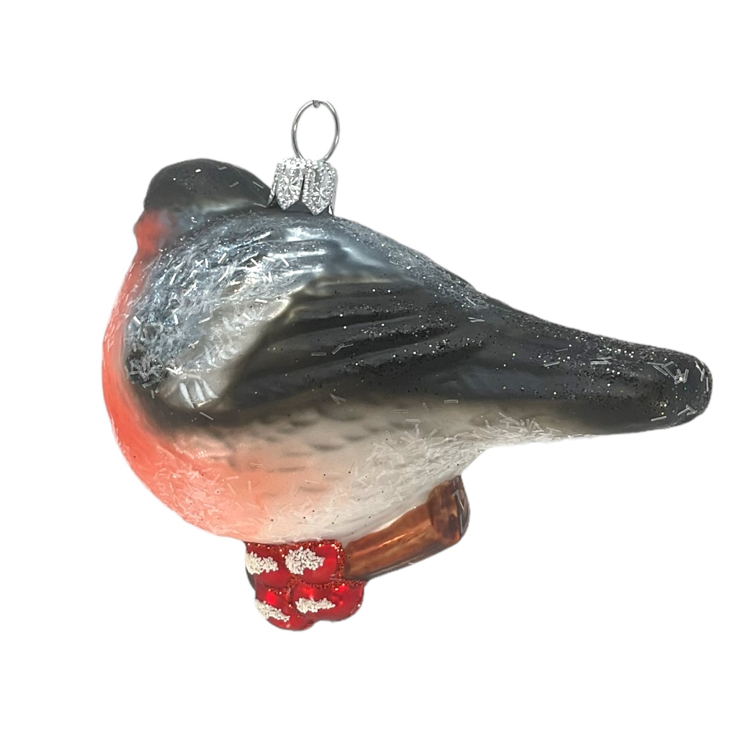 Pinnacle Peak Trading Chickadee Bird on Branch Polish Glass Christmas Tree Ornament Wildlife Animal