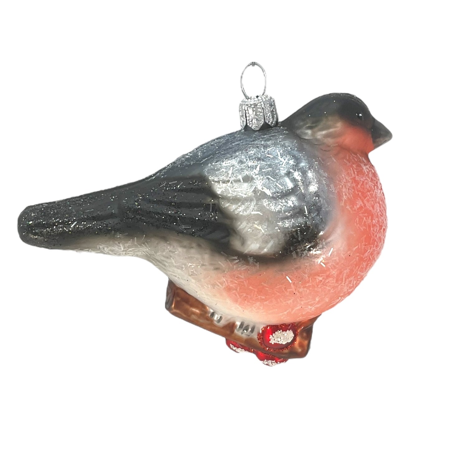 Pinnacle Peak Trading Chickadee Bird on Branch Polish Glass Christmas Tree Ornament Wildlife Animal