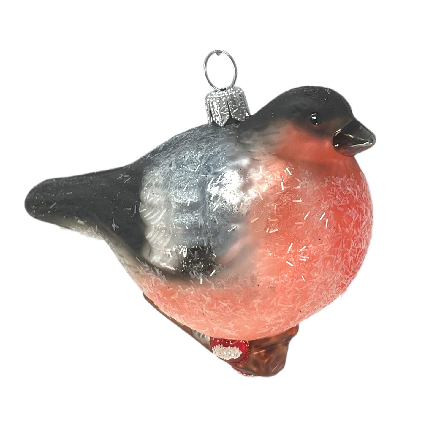 Pinnacle Peak Trading Chickadee Bird on Branch Polish Glass Christmas Tree Ornament Wildlife Animal