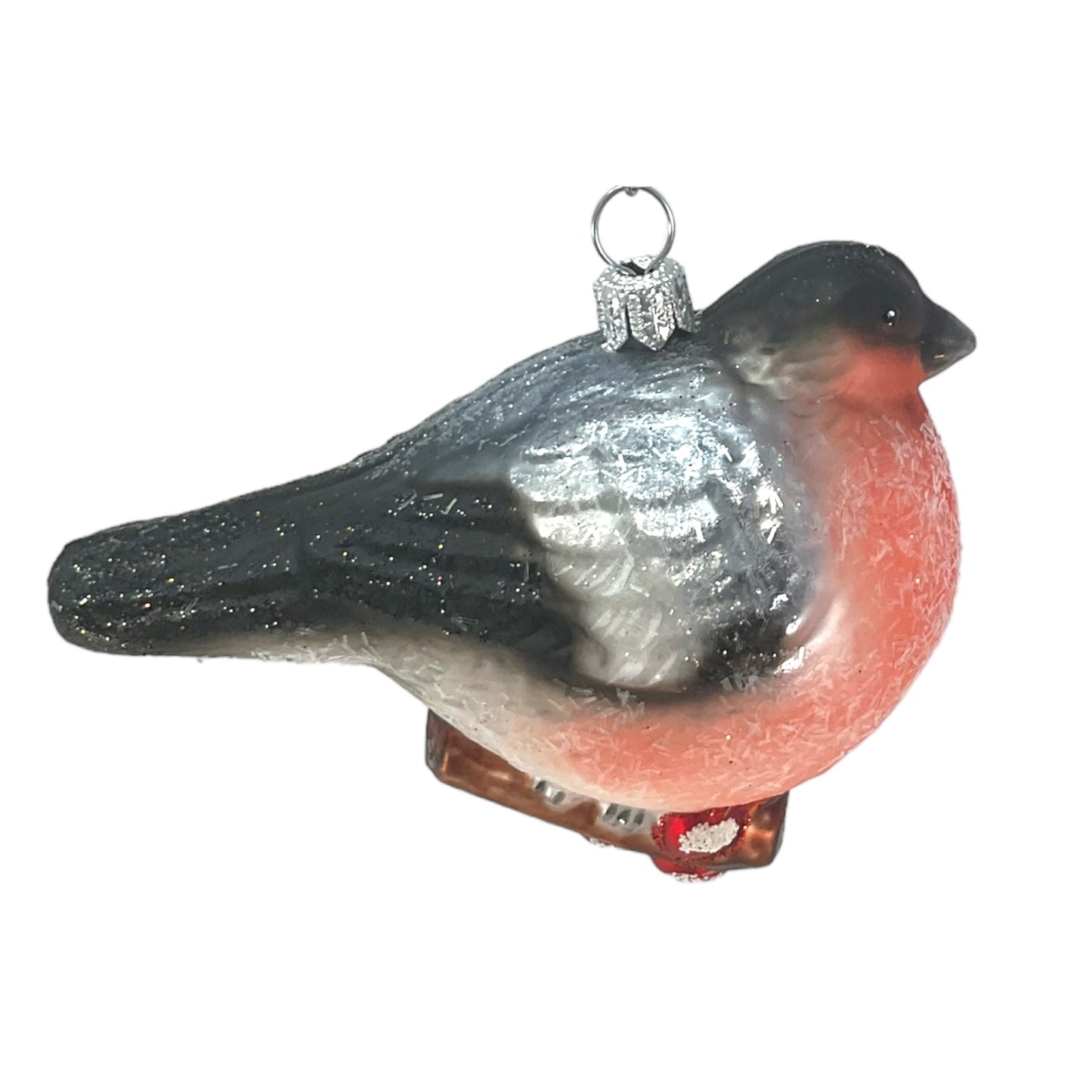 Pinnacle Peak Trading Chickadee Bird on Branch Polish Glass Christmas Tree Ornament Wildlife Animal