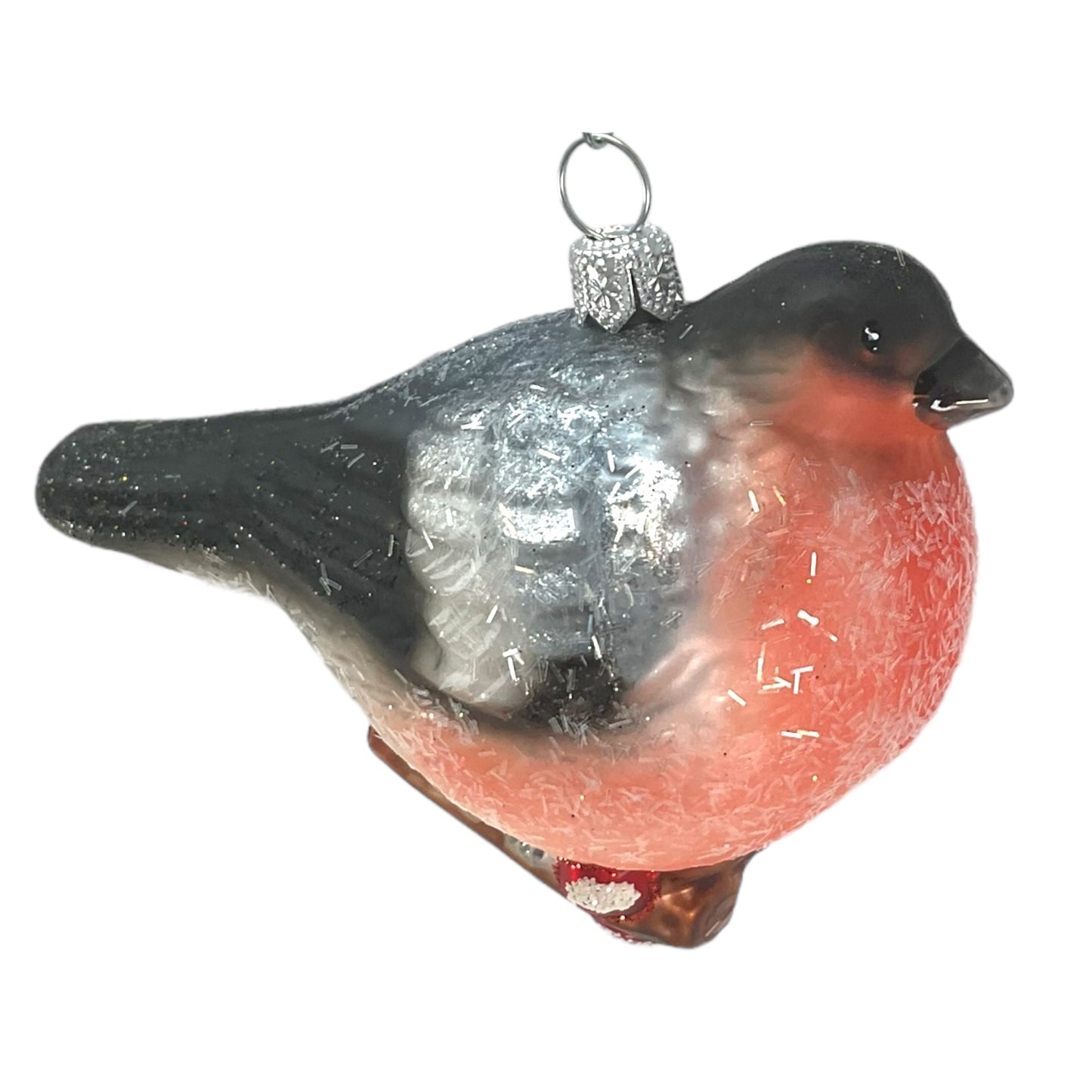 Pinnacle Peak Trading Chickadee Bird on Branch Polish Glass Christmas Tree Ornament Wildlife Animal