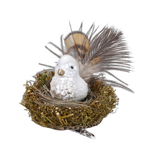 Inge Glas Protected Bird German Glass Nest Clip-On Ornament FREE BOX