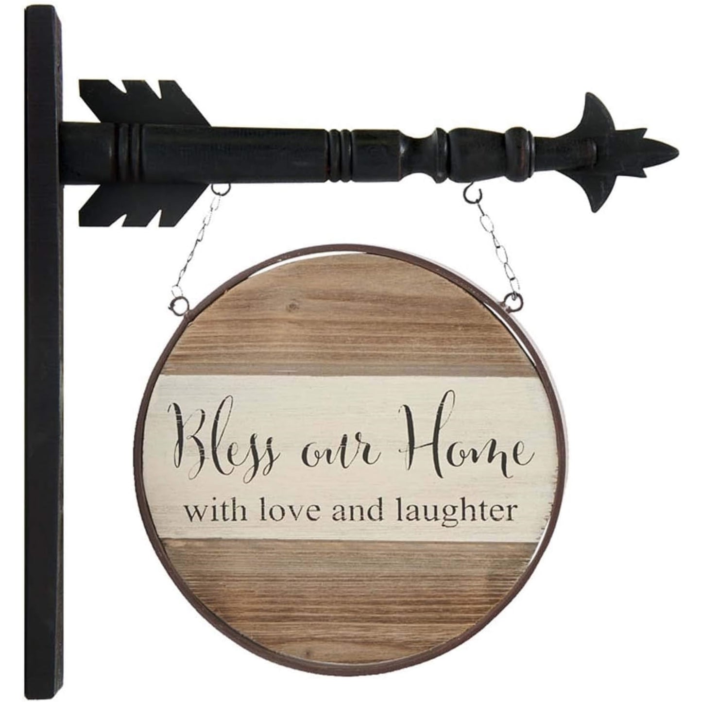 K&K Interiors Bless Our Home Circle Arrow Replacement Sign 13 x 13 inch - Arrow Sold Separately