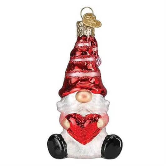 Old World Christmas Valentine Gnome Glass Hanging Ornament FREE BOX