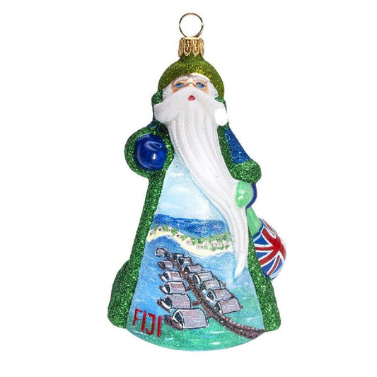 Glitterazzi Fiji Santa Polish Glass Christmas Ornament