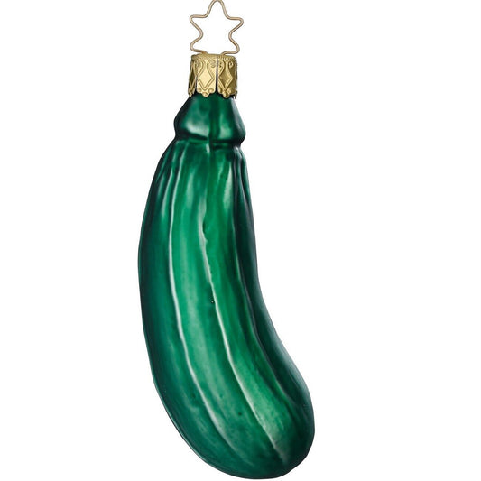 Inge Glas Green Zucchini German Glass Christmas Tree Ornament FREE BOX 4 Inch