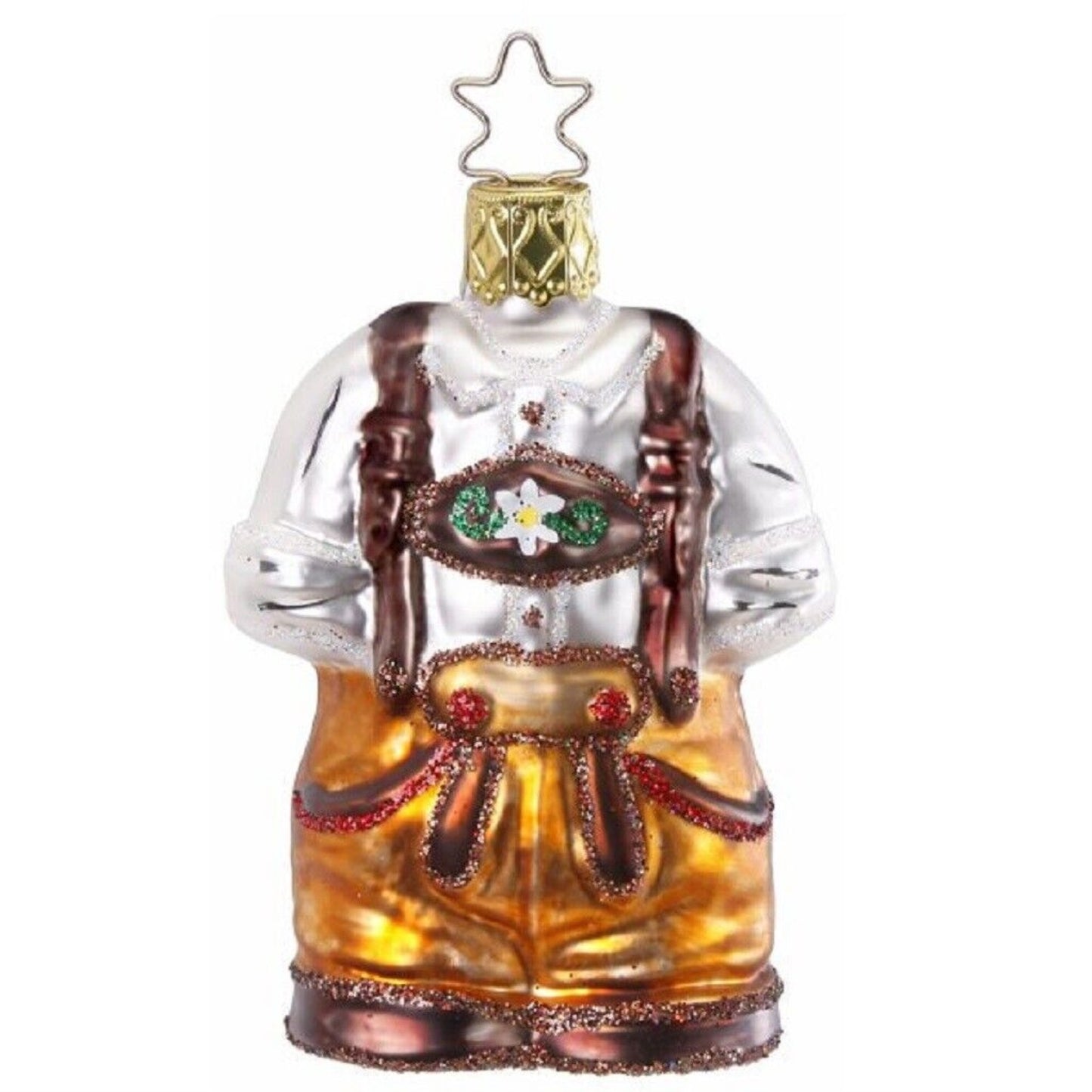 Inge Glas Heirlooms Oktoberfest Lederhosen German Blown Glass Christmas Ornament FREE BOX