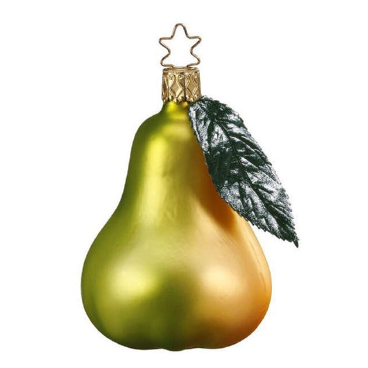 Inge Glas Pear of Plenty Fruit Mouth Blown German Glass Christmas Ornament FREE BOX