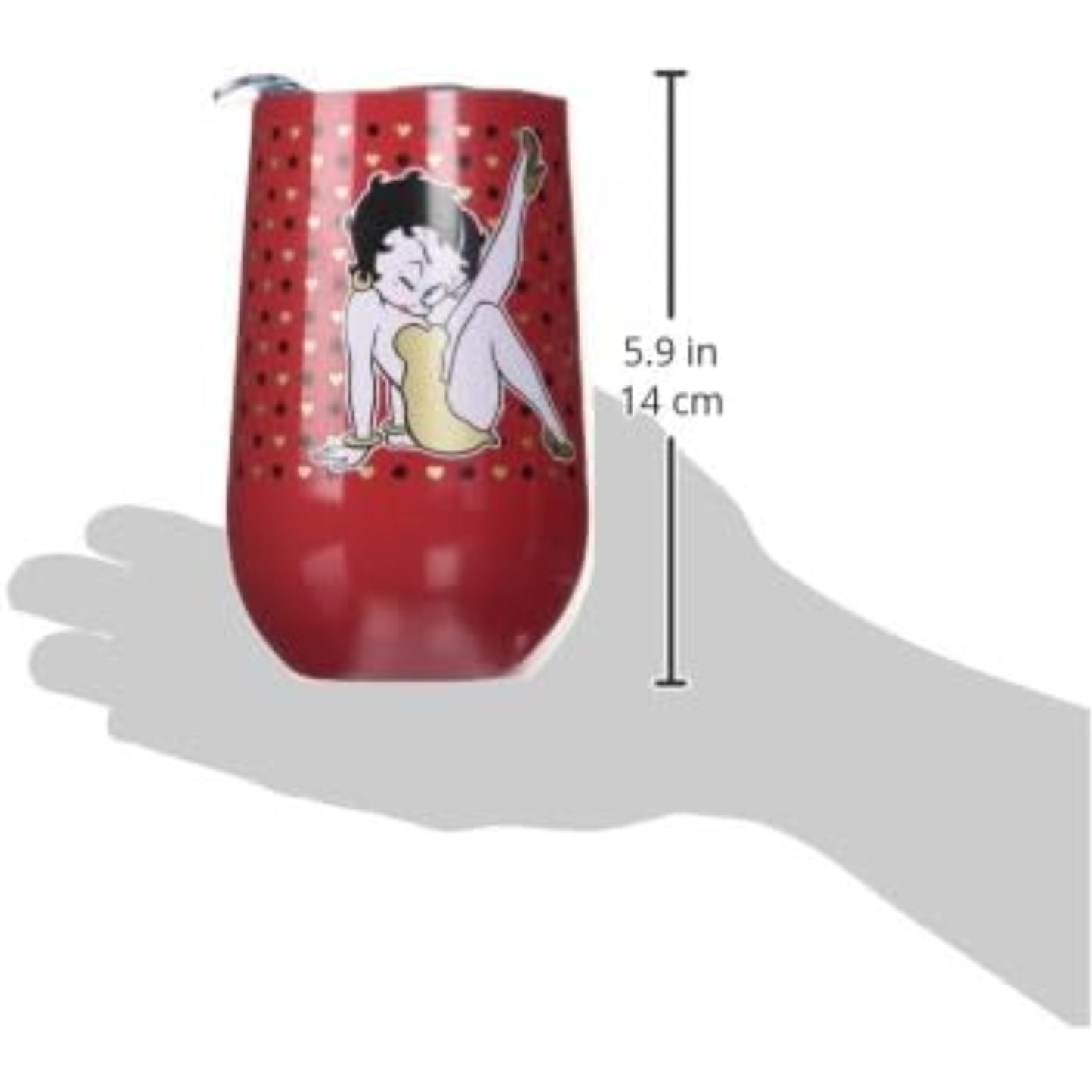 Red Betty Boop Stainless Steel Double Wall Insulated Wine Tumbler 16 ounce