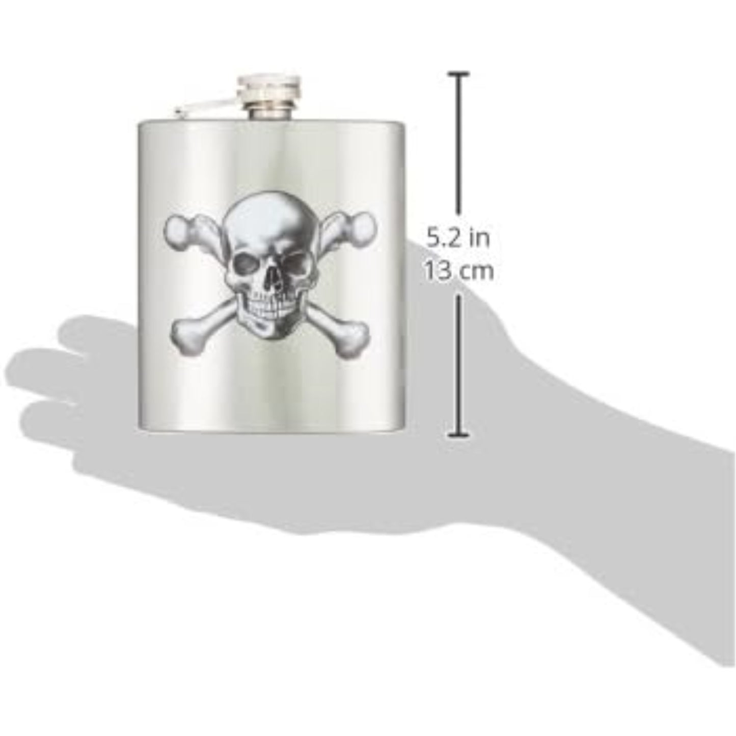Spoontiques Skull and Crossbones Metal Hip Flask with Funnel 7 ounce