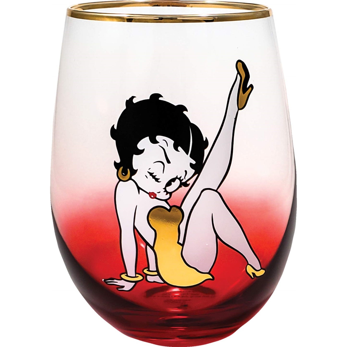 Spoontiques Betty Boop Red Stemless Wine Glass 20 ounce