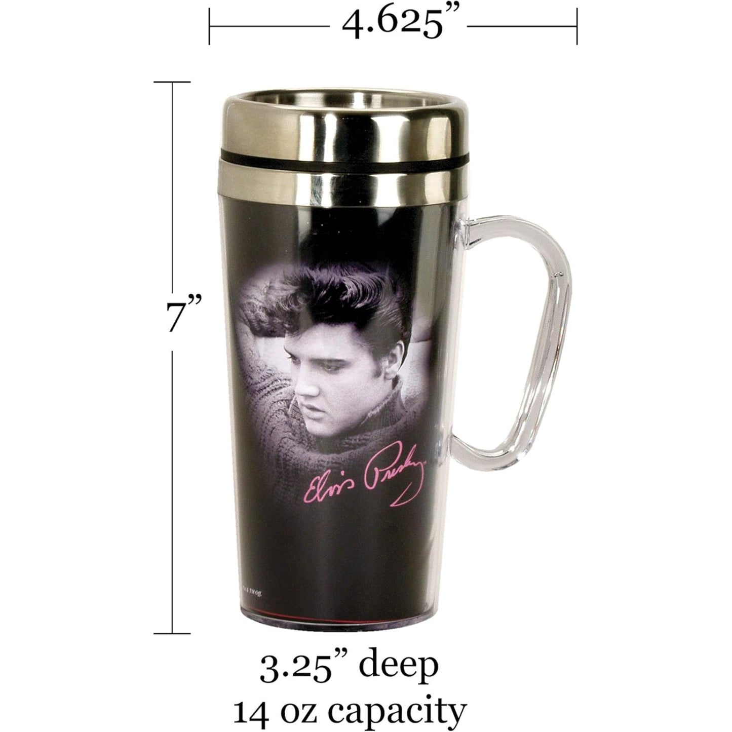 Spoontiques Black Elvis Presley Insulated Travel Mug 14 oz