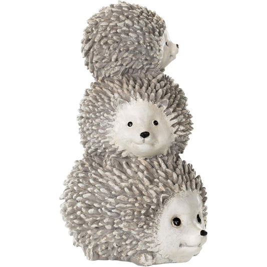 10.25" Gray and White Outdoor Stacked Hedgehogs Garden Statue