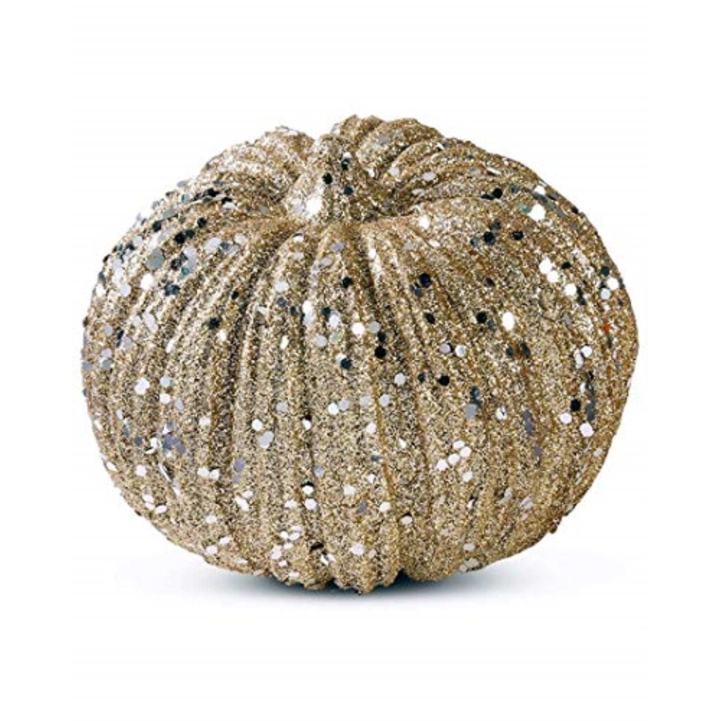 K&K Interiors Champagne Glitter Pumpkin Display Piece Home Decoration 4 x 5 inch