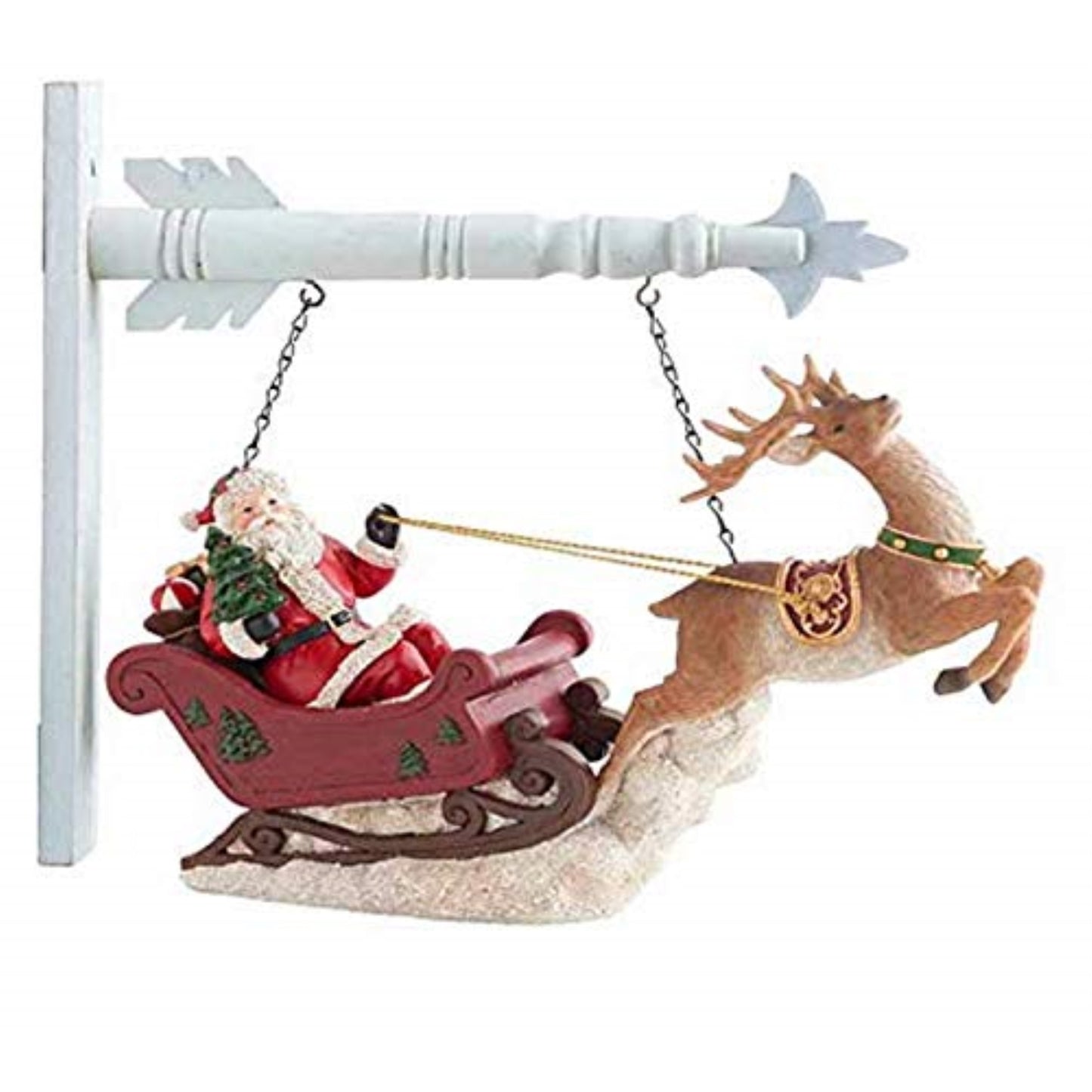 K&K Interiors Santa Riding Sleigh with Reindeer Christmas Arrow Replacement Sign 15 x 11 inch - Arrow Sold Separately