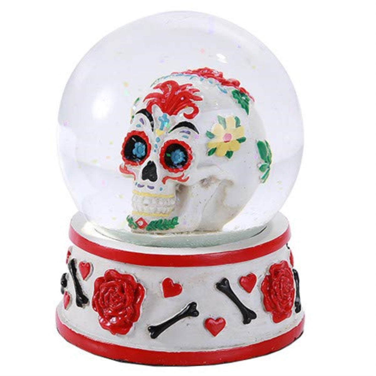 Day of The Dead Sugar Skull Head Water Globe 80mm Home Decor Gift