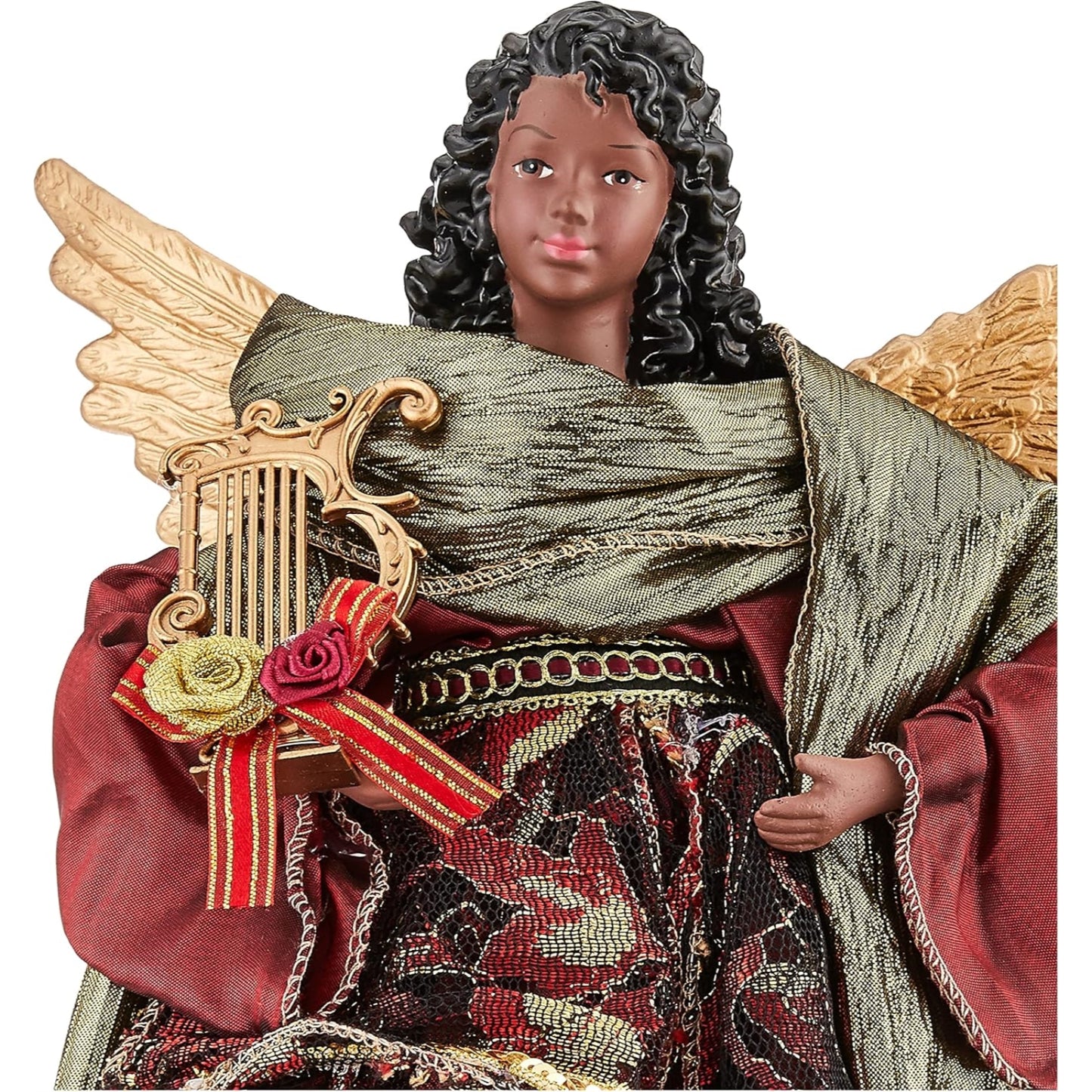 Santa's Workshop Aa Christmas Angel Tree Topper, 15" Tall, Red/Gold/Green