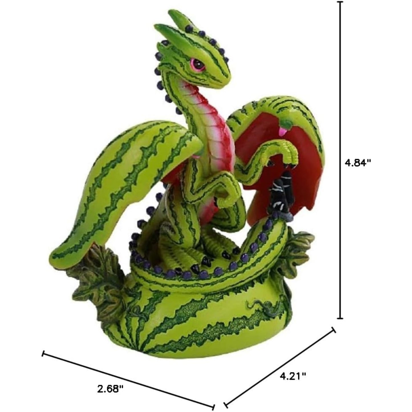 Colorful Garden Tropical Watermelon Green Thumb Dragon Statue 4.8 inch by Stanley Morrison