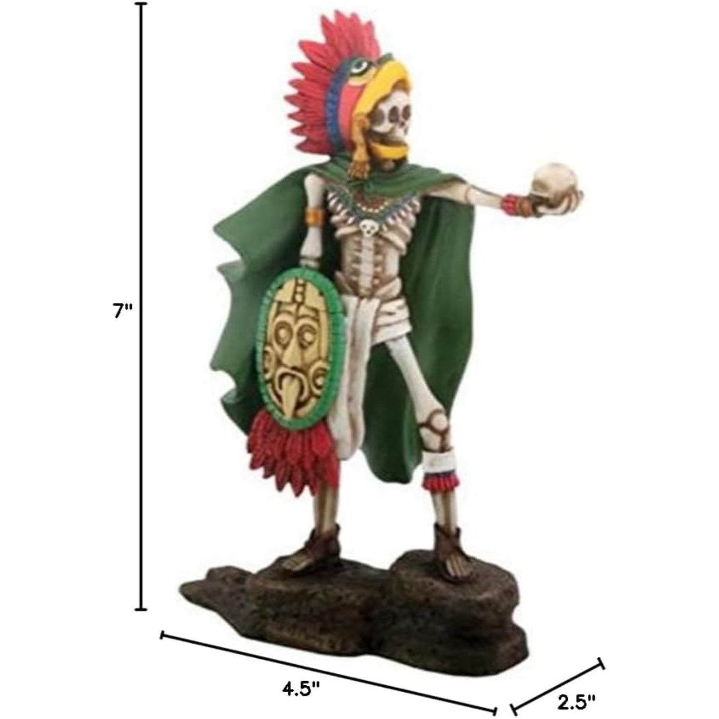 Skeleton Mexican Aztec Eagle Warrior Day of the Dead Dia de Los Muertos Figurine 7 inch