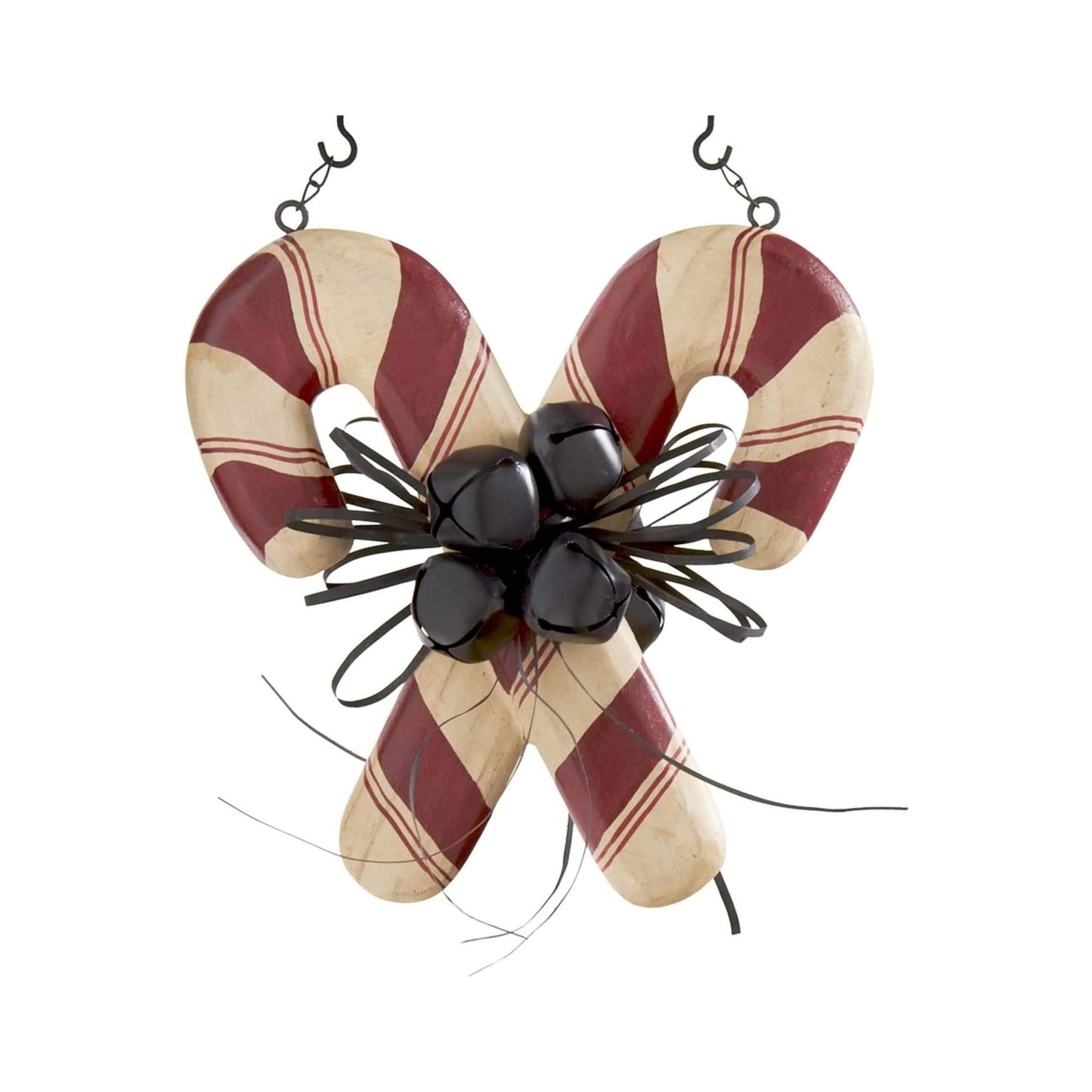 K&K Interiors Double Candy Canes with Bells Arrow Replacement, 2" x 11" x 11", Red/White