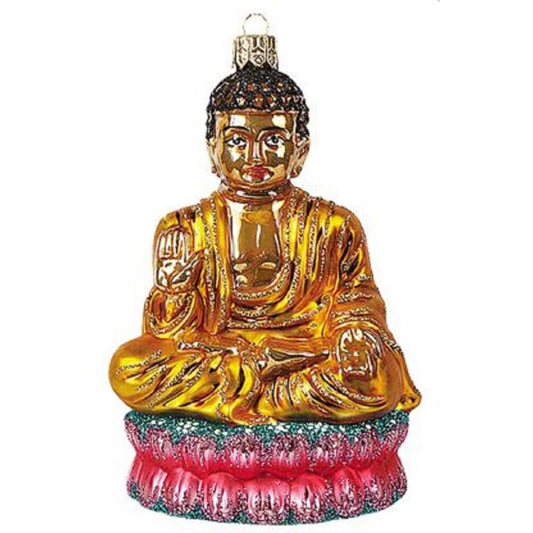 Pinnacle Peak Trading Seated Buddha Polish Glass Christmas Tree Ornament Religious Buddhism Decoration