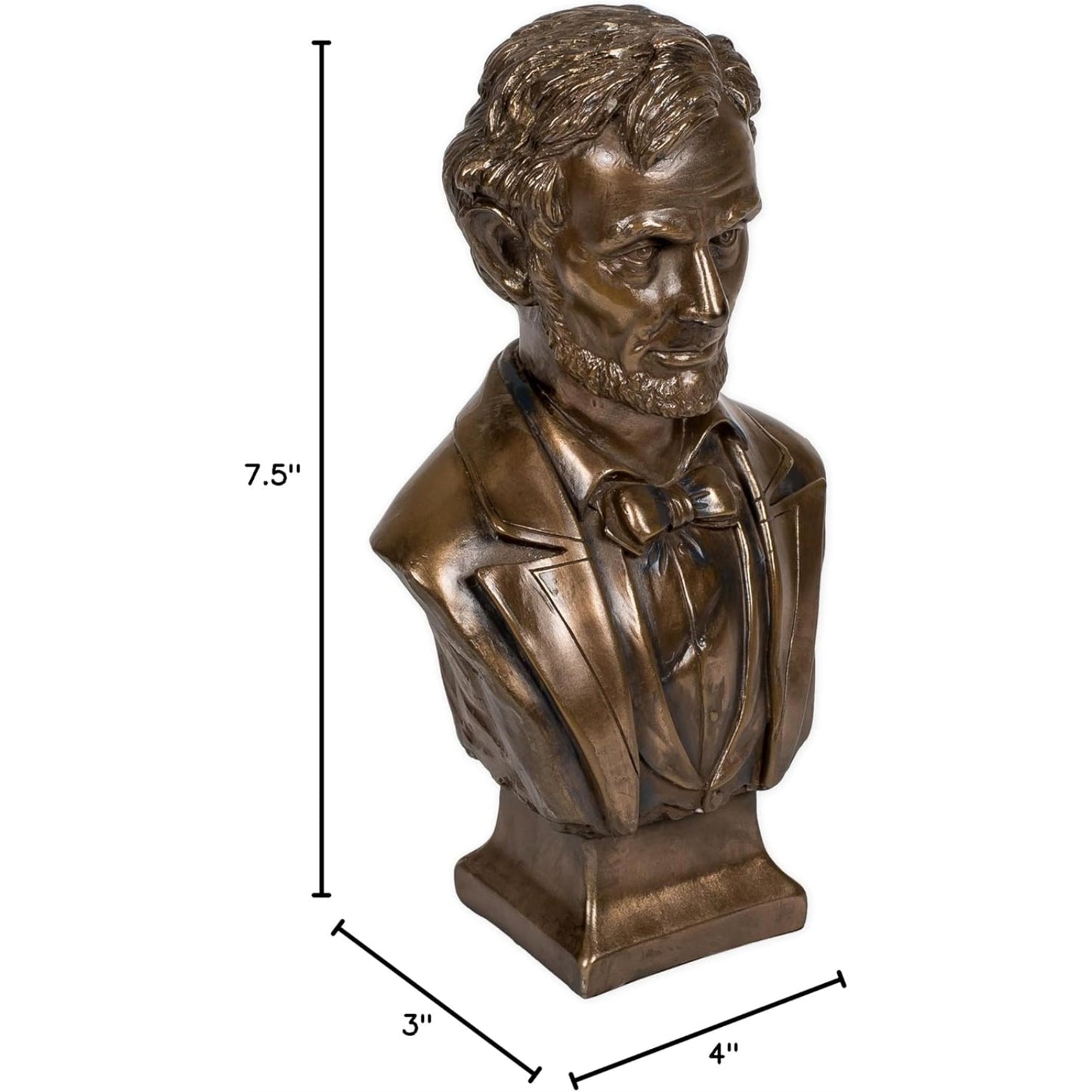 Bronze Colored President Abraham Lincoln Bust Figurine Statue 7.5 inch