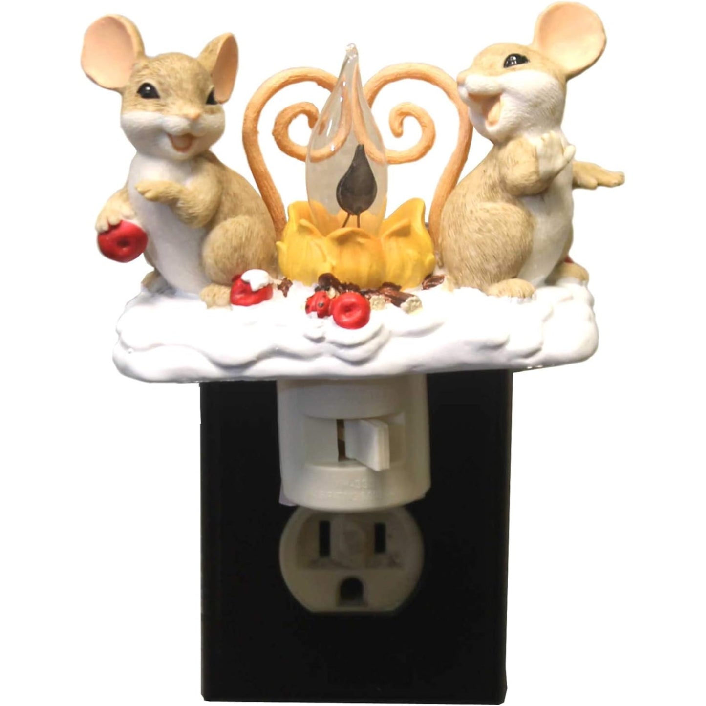 Campfire Friendly Mice 5 inch Swivel Base Plug in Flickering Night Light