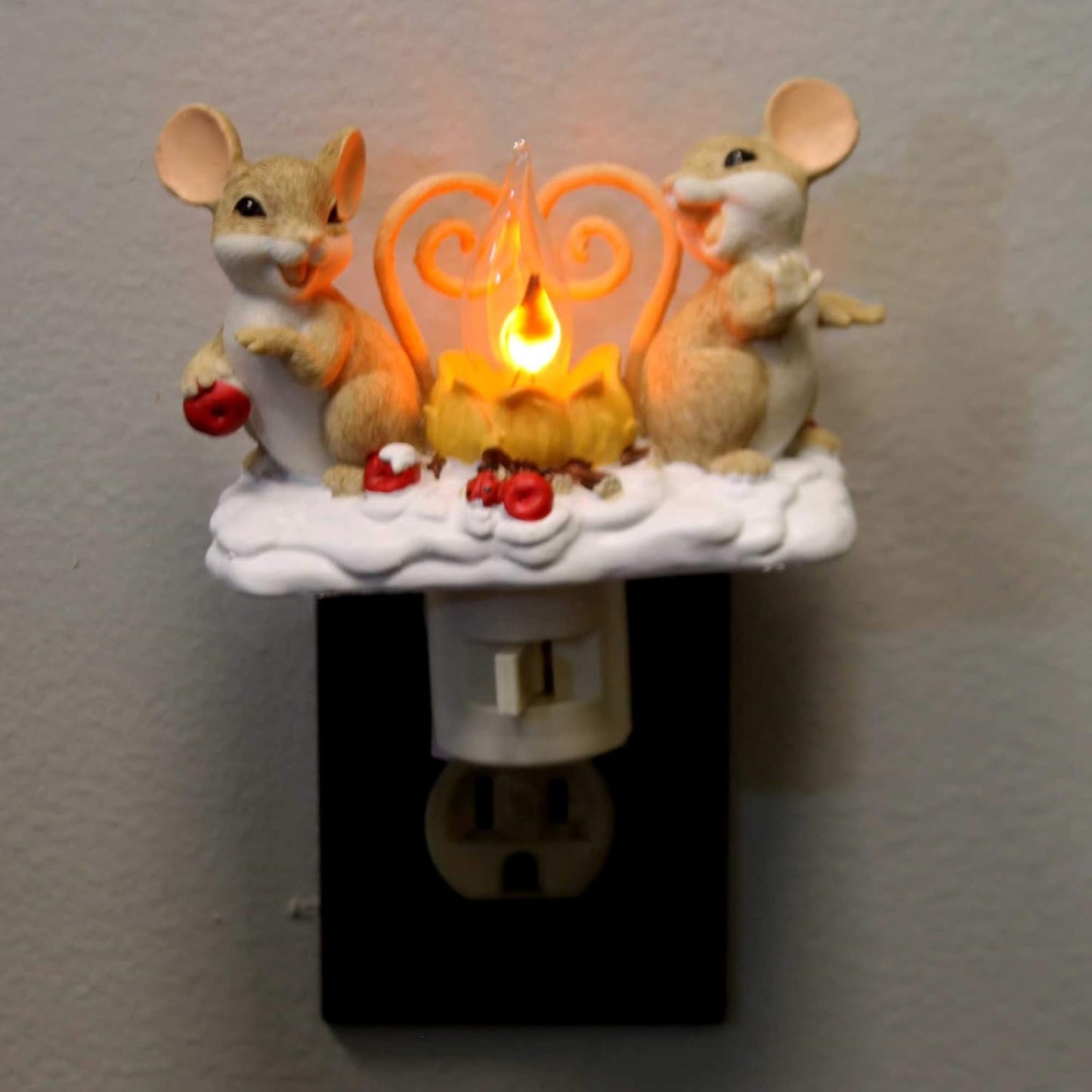 Campfire Friendly Mice 5 inch Swivel Base Plug in Flickering Night Light