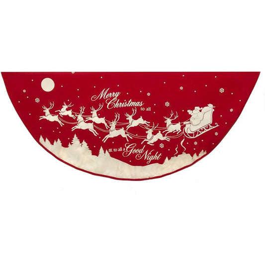 Kurt Adler 48 in. Reindeer and Santa Printed Tree Skirt