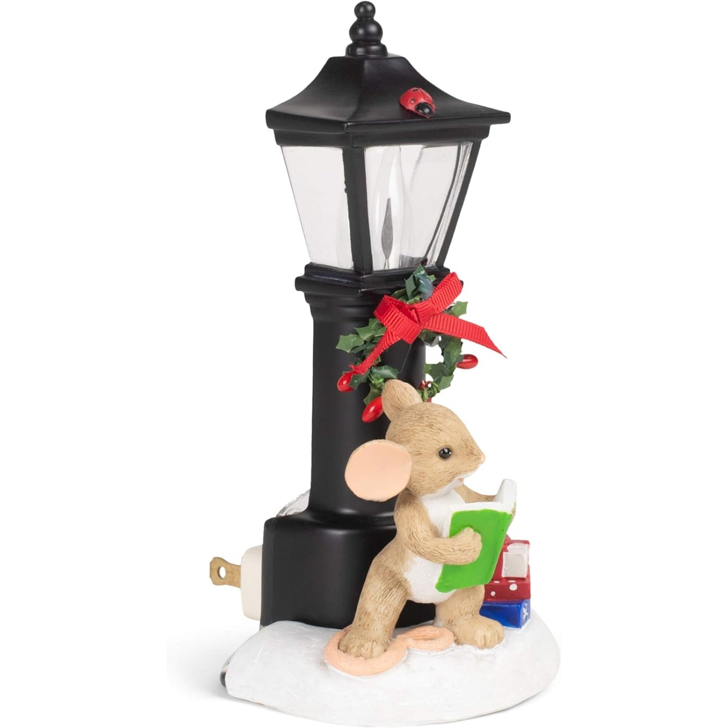 Roman Charming Tails Mice by Lamp Post Plug in Night Light 7 Inch Multicolor