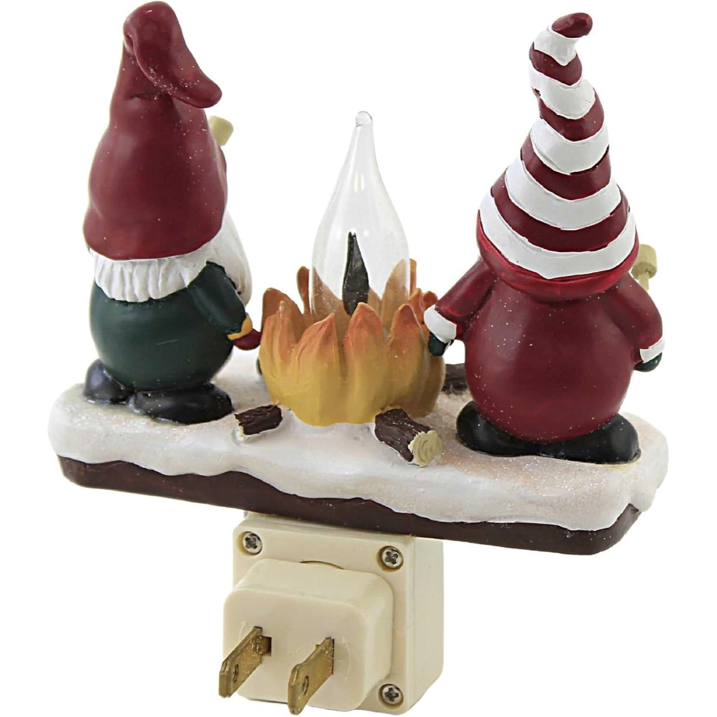 Roman Gnome Campfire Christmas Plug in Flickering Night Light 5.25 inch