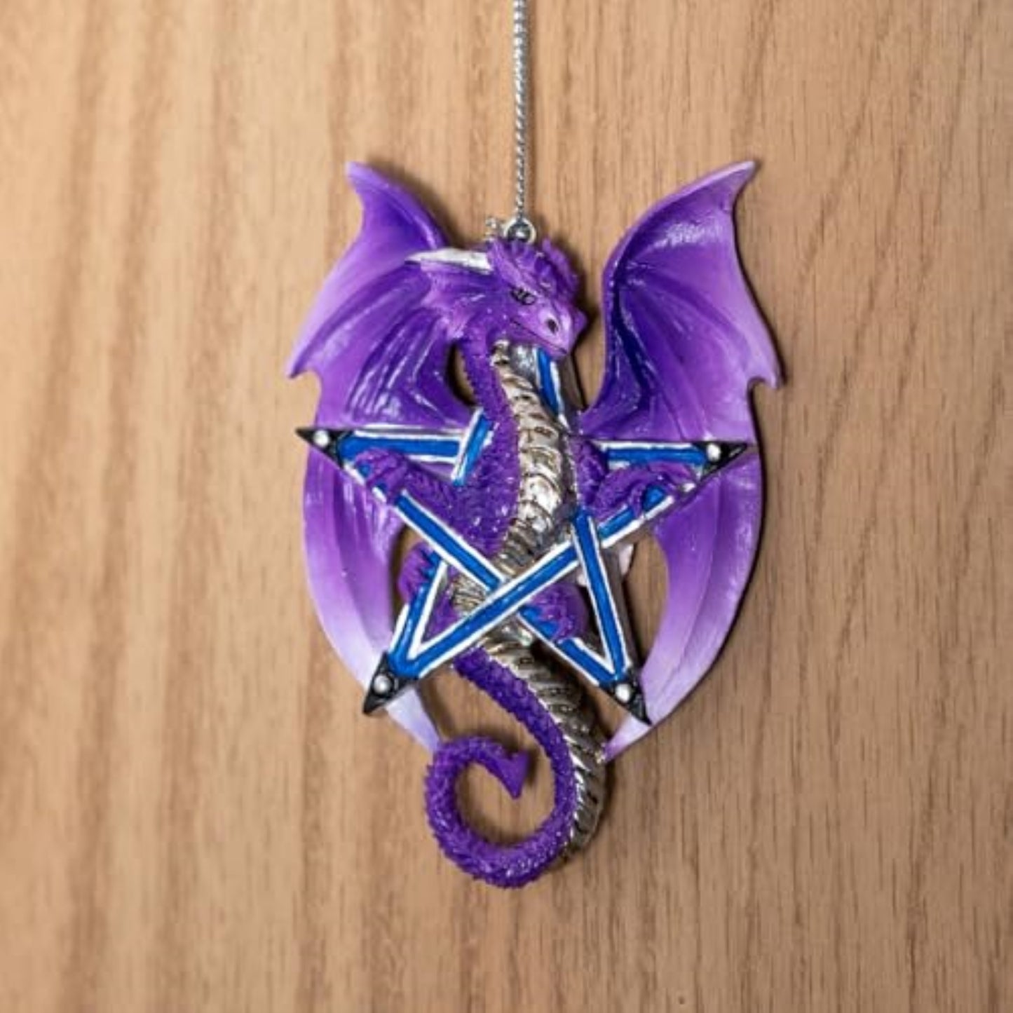 Lunar Magic Guardian Dragon Ornament by Anne Stokes Mystical Design with Purple Dragon Wings 3.75 inch