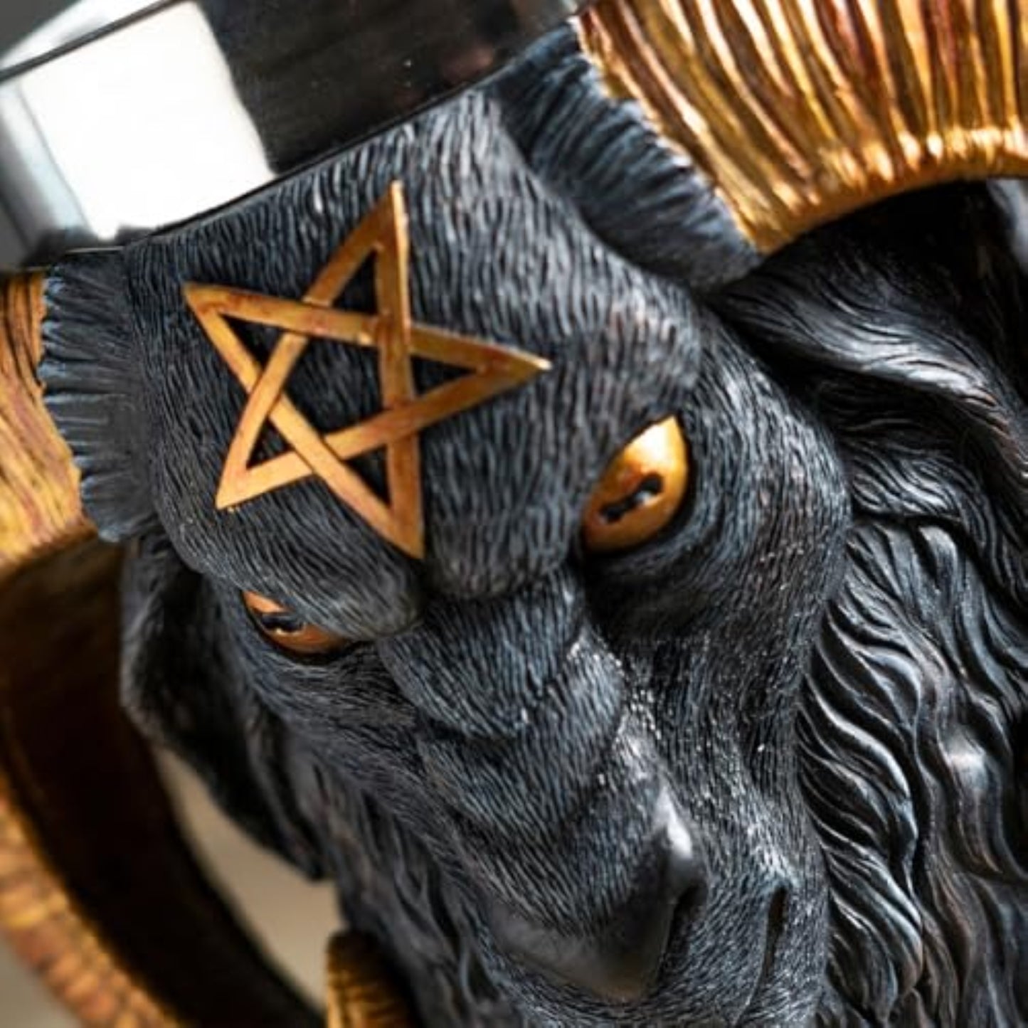 Baphomet Tankard Mug Unique Dual-Handle Goat Head Design with Pentagram 11 fl oz Capacity