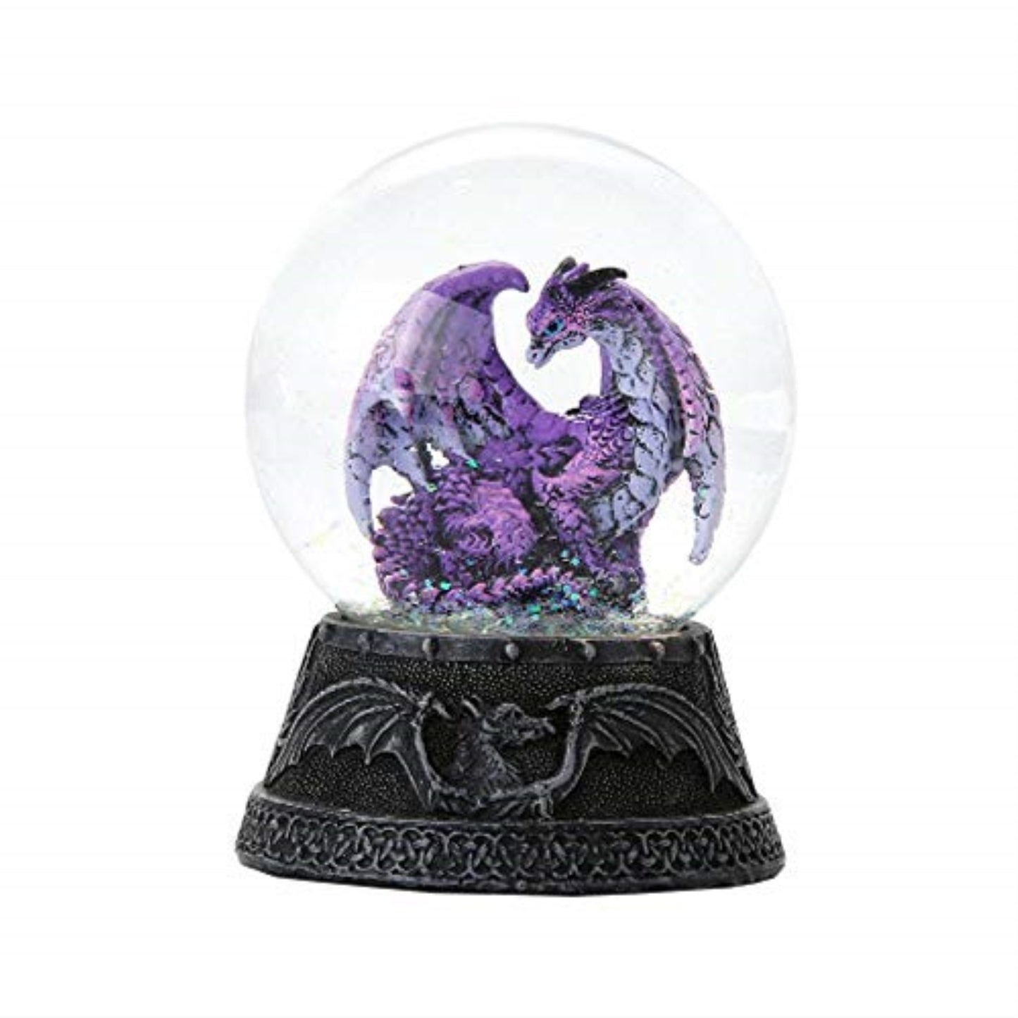 Hoarfrost Purple Dragon Ball Water Globe with Glitters 80mm Resin Figurine Home Decor