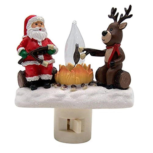 Roman Santa and Reindeer by Campfire Christmas Plug in Night Light 4.25 inch