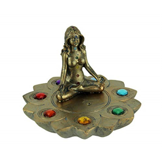 Fantasy Gifts Colored Chakra Stone Incense Burner, 4 x 5 inches, Multicolor