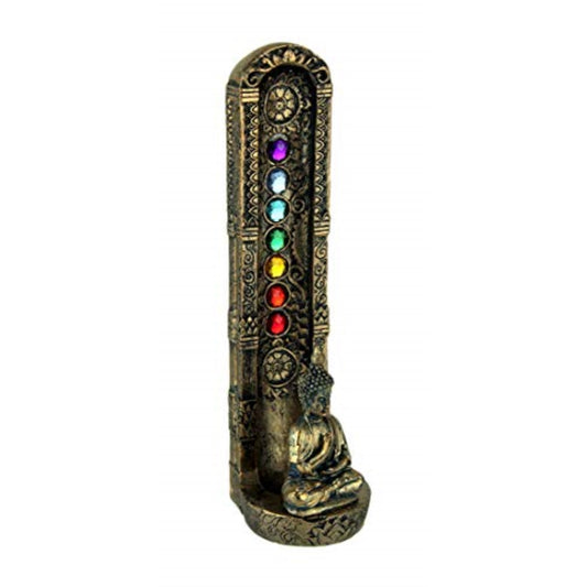 Fantasy Gifts Standing Buddha Chakra Stone Incense Burner, 9 1/2 inches, Multicolor