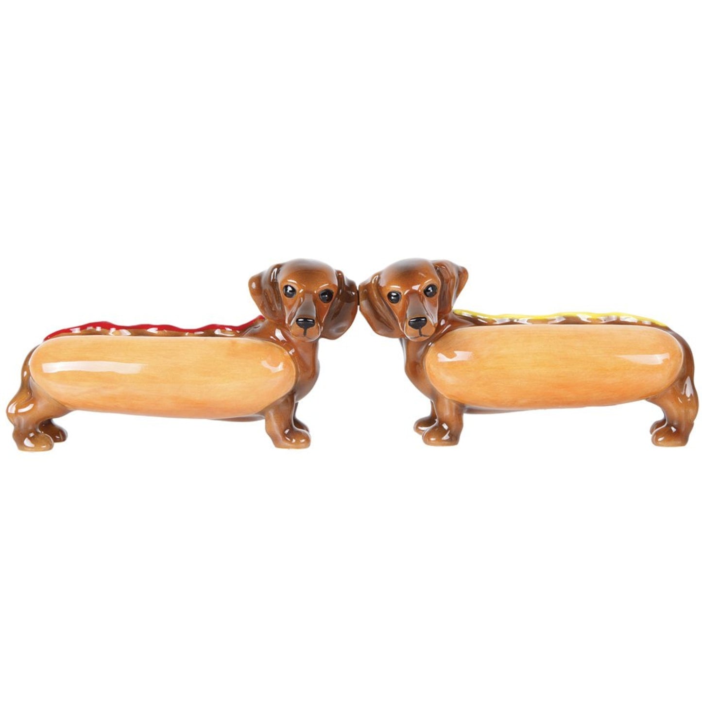 Pacific Giftware Adorable Hot Dog Buns Doxies Ketchup Mustard Salt and Pepper Shaker Set Cute Dachshund Wiener Dog